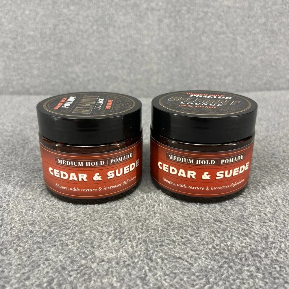 2x Belmont Lounge Pomade Men 4oz Cedar & Suede Medium Hold Hair Styling Wax READ